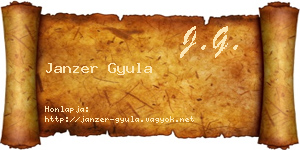 Janzer Gyula névjegykártya